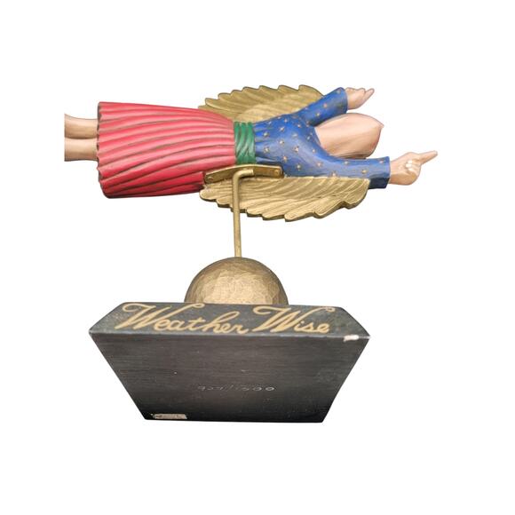 Weathervane Weather Wise Angel Sculpture Folk Art Hand-Painted Signed Leo Smith - Picture 5 of 12